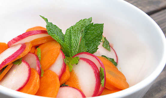Raw Carrot, Radish & Herb Salad, Honest Fare by Gabrielle Arnold