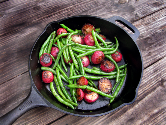 Braised Radishes & Green Beans, Honest Fare by Gabrielle Arnold