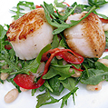 Seared scallops over white bean and arugula salad, Honest Fare by Gabrielle Arnold