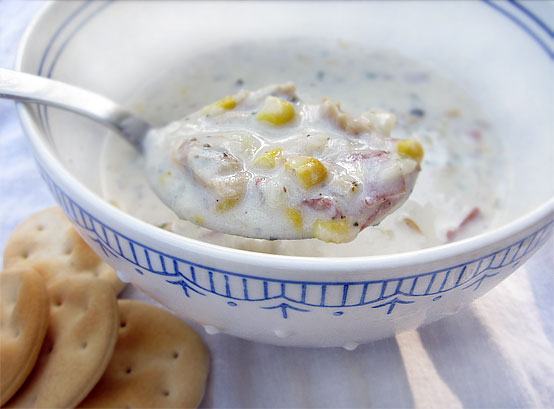 Clam & Corn Chowder, Honest Fare by Gabrielle Arnold