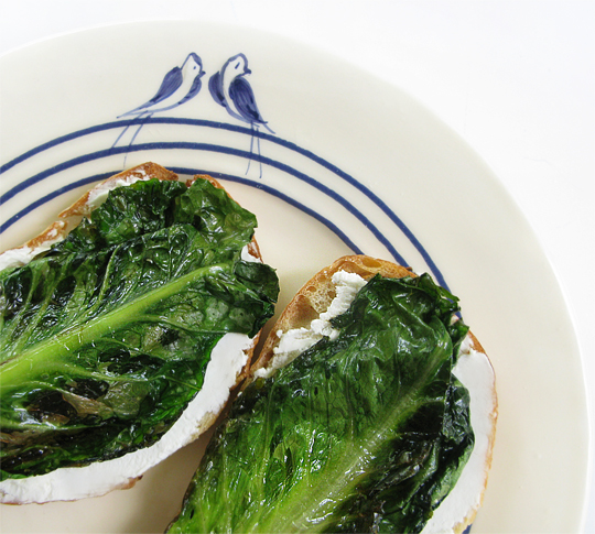 Braised Romaine Lettuce & Goat Cheese Crostini, Honest Fare by Gabrielle Arnold