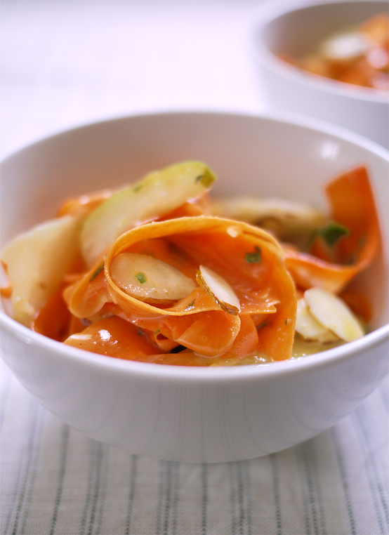 Curried Carrot Ribbon & Pear Salad., Honest Fare by Gabrielle Arnold