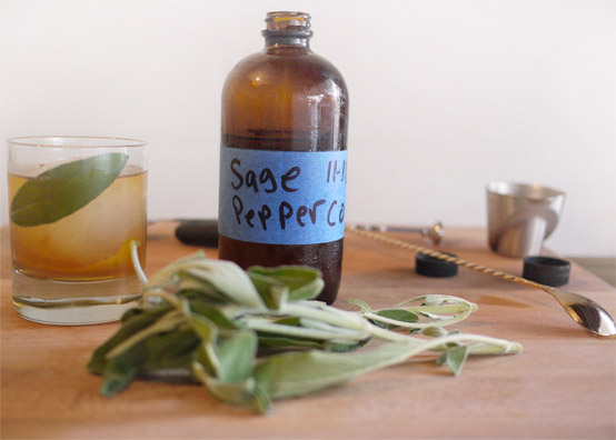 Perfect Thanksgiving Cocktail:  Sage and  Peppercorn Old Fashioned, Honest Fare by Gabrielle Arnold