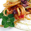 Fennel & Kalamata Olive Pasta on Fried Egg, Honest Fare by Gabrielle Arnold